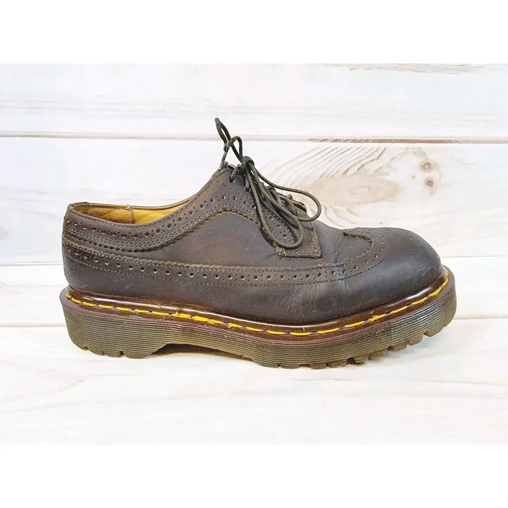 Doc Martens 3989/34 Brown Brogue Wingtip Oxford Shoes Mens Sz 7 Vintage England